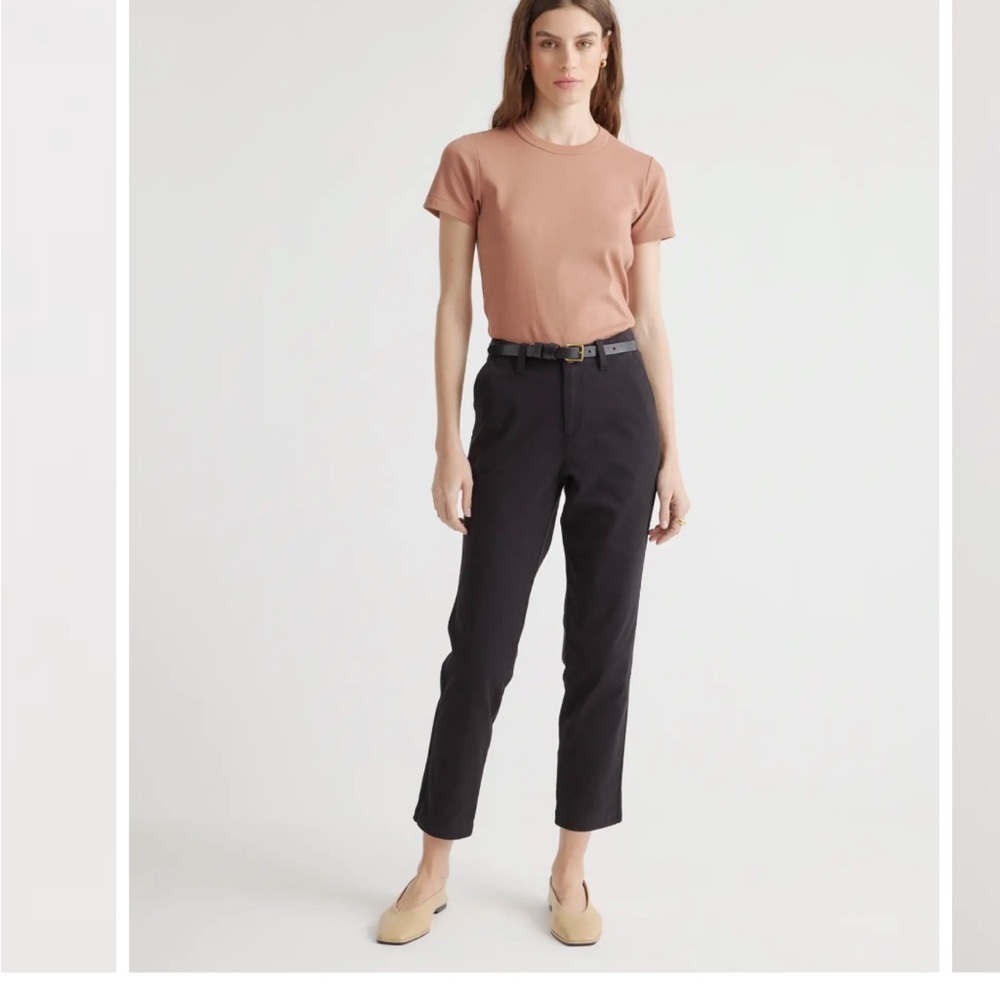 Quince Organic Stretch Cotton Girlfriend Chino Pant Black Twill Sz 8 NEW